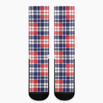 American Independence Day Plaid Print Crew Socks