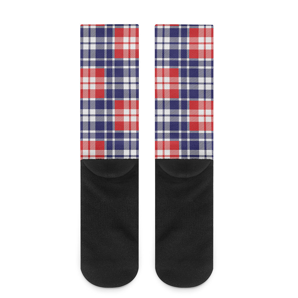 American Independence Day Plaid Print Crew Socks