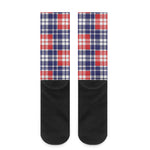 American Independence Day Plaid Print Crew Socks