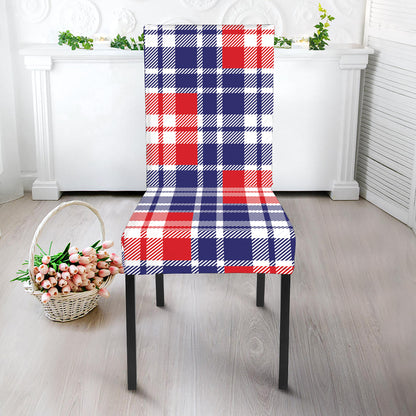 American Independence Day Plaid Print Dining Chair Slipcover