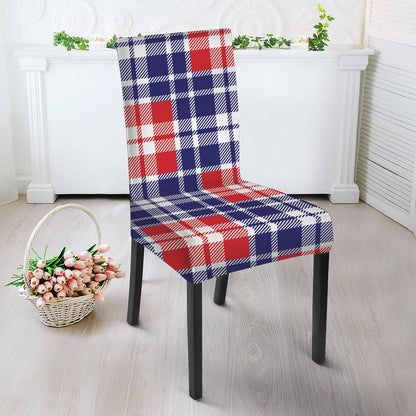 American Independence Day Plaid Print Dining Chair Slipcover