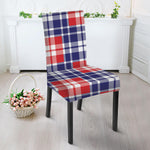 American Independence Day Plaid Print Dining Chair Slipcover