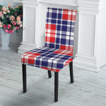 American Independence Day Plaid Print Dining Chair Slipcover