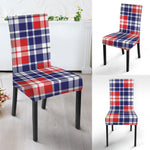 American Independence Day Plaid Print Dining Chair Slipcover