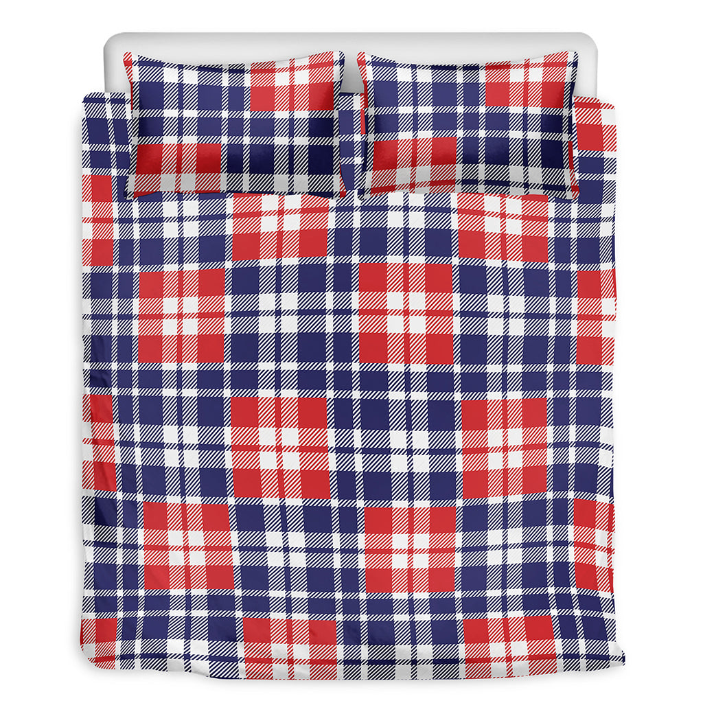 American Independence Day Plaid Print Duvet Cover Bedding Set