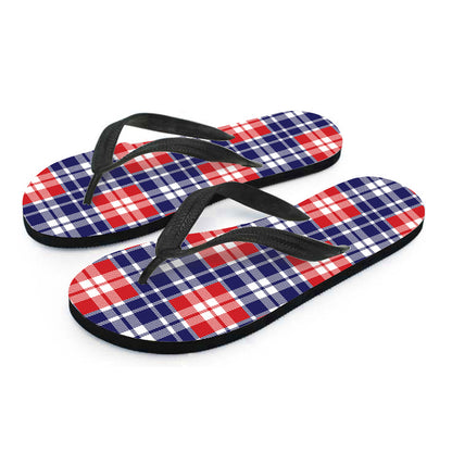 American Independence Day Plaid Print Flip Flops