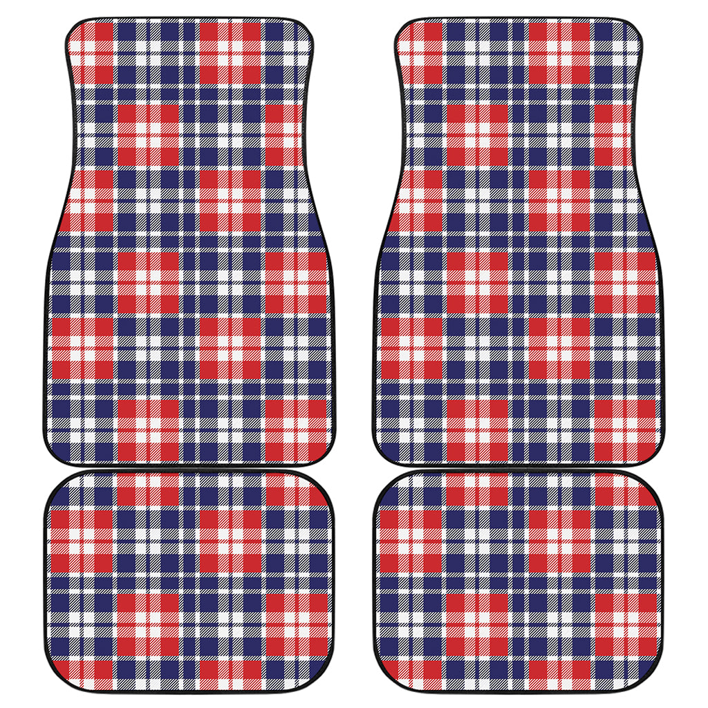 American Independence Day Plaid Print Front and Back Car Floor Mats
