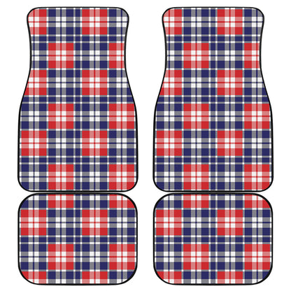 American Independence Day Plaid Print Front and Back Car Floor Mats
