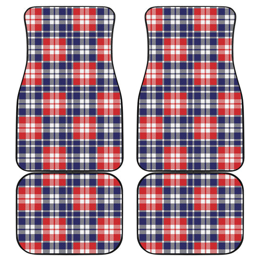 American Independence Day Plaid Print Front and Back Car Floor Mats