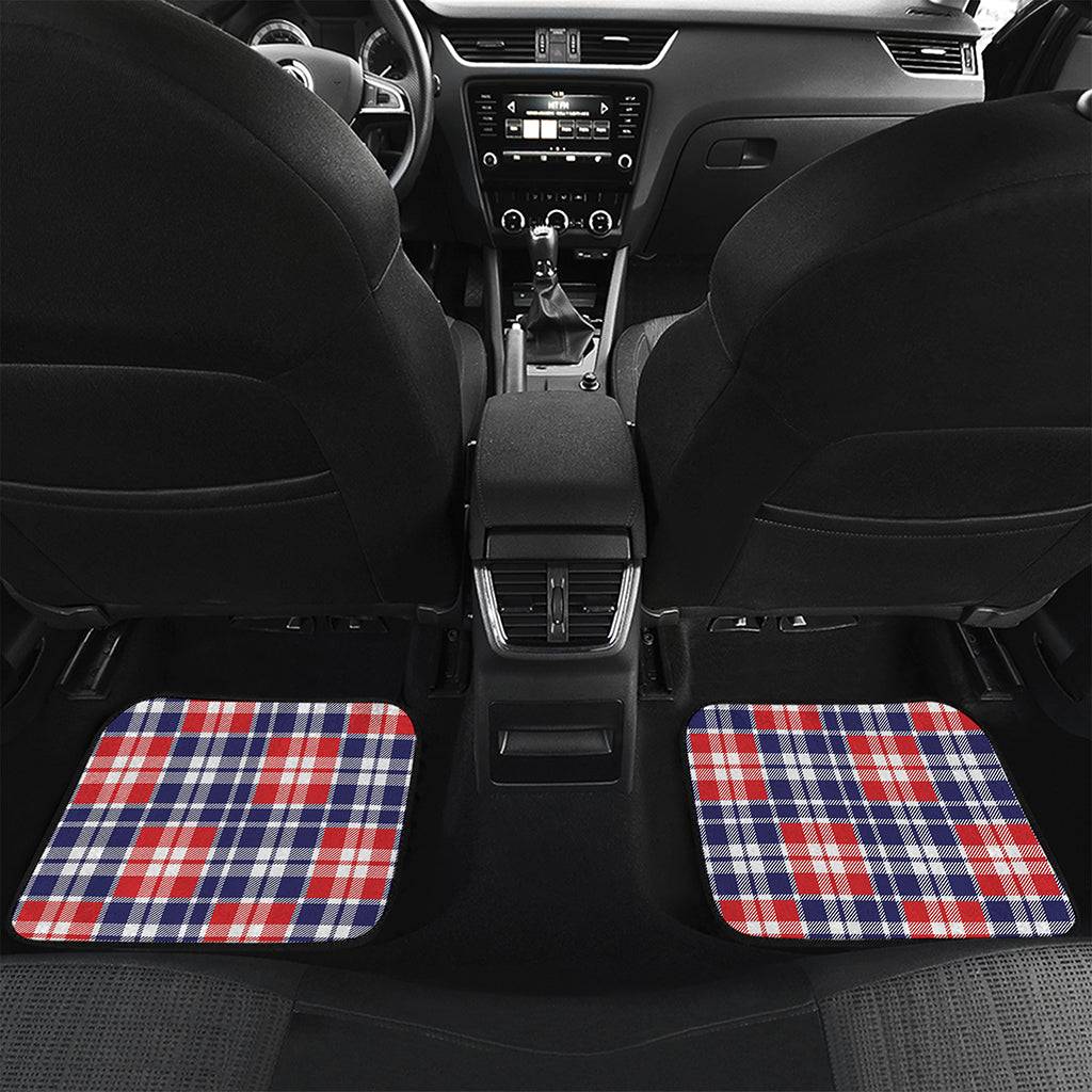 American Independence Day Plaid Print Front and Back Car Floor Mats