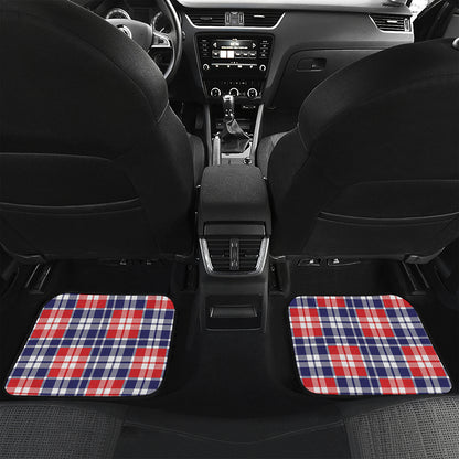 American Independence Day Plaid Print Front and Back Car Floor Mats