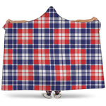 American Independence Day Plaid Print Hooded Blanket