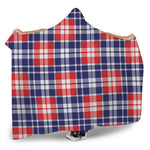American Independence Day Plaid Print Hooded Blanket