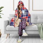 American Independence Day Plaid Print Hooded Blanket