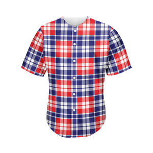 American Independence Day Plaid Print Men's Baseball Jersey