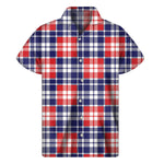 American Independence Day Plaid Print Men's Short Sleeve Shirt