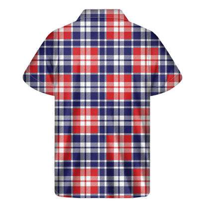 American Independence Day Plaid Print Men's Short Sleeve Shirt