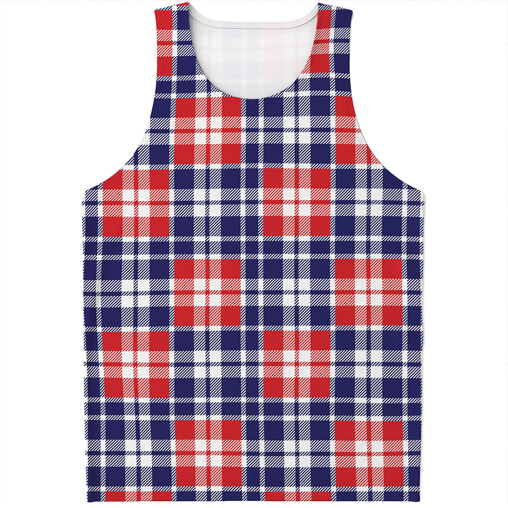 American Independence Day Plaid Print Men's Tank Top