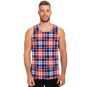 American Independence Day Plaid Print Men's Tank Top