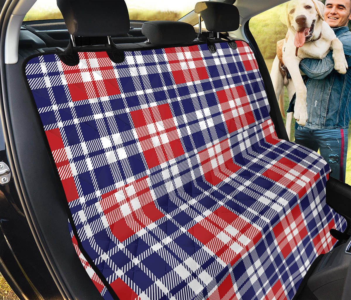 American Independence Day Plaid Print Pet Car Back Seat Cover