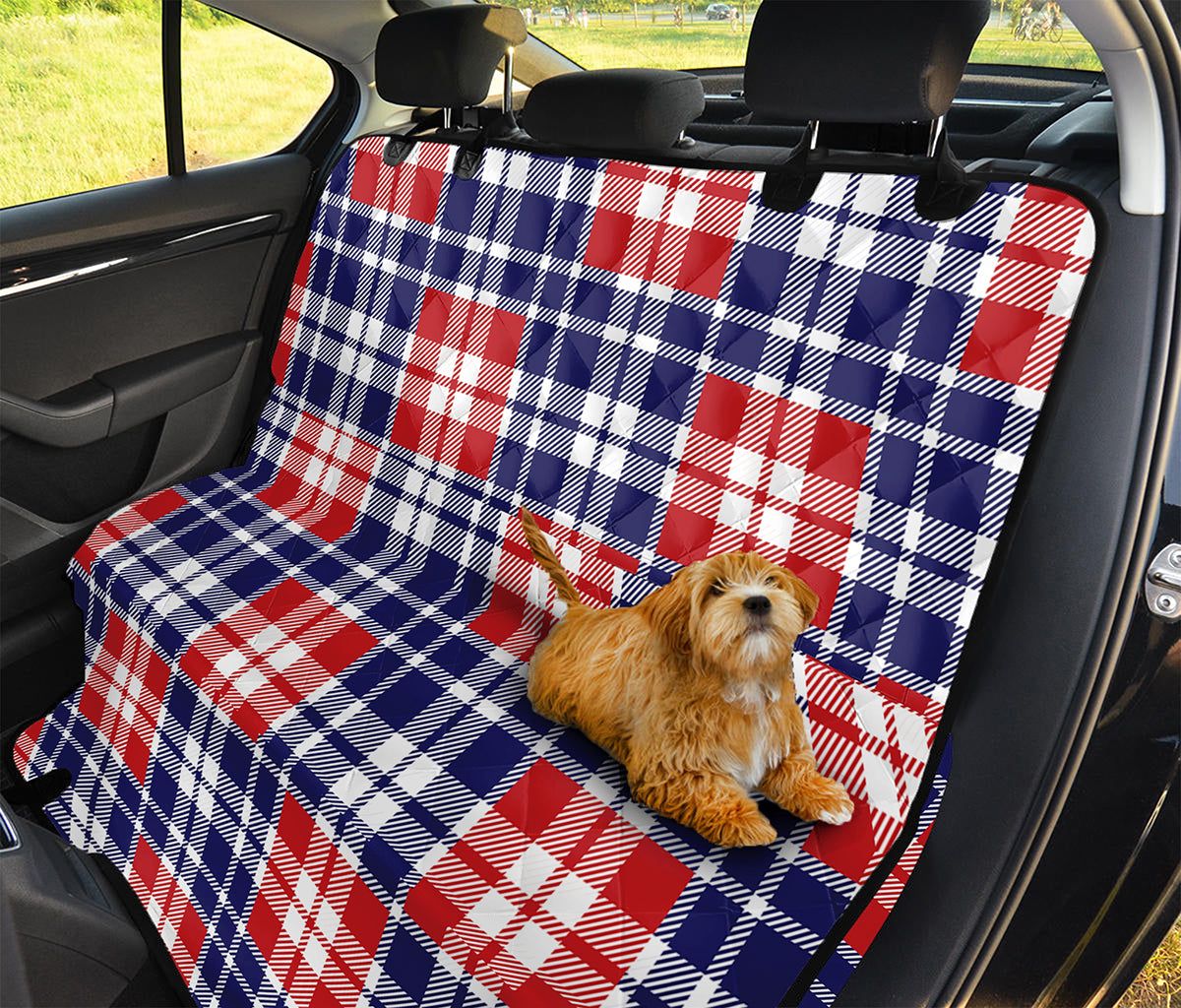 American Independence Day Plaid Print Pet Car Back Seat Cover