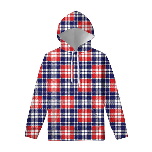 American Independence Day Plaid Print Pullover Hoodie
