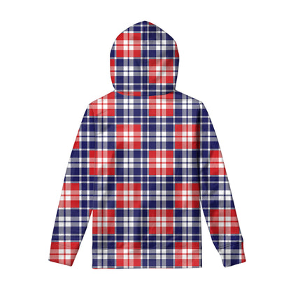 American Independence Day Plaid Print Pullover Hoodie