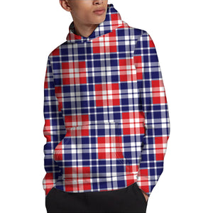 American Independence Day Plaid Print Pullover Hoodie