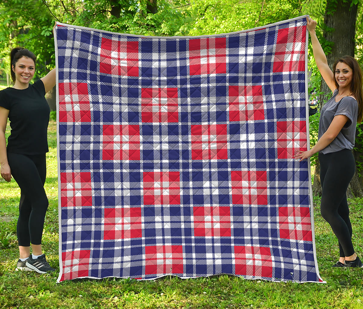 American Independence Day Plaid Print Quilt