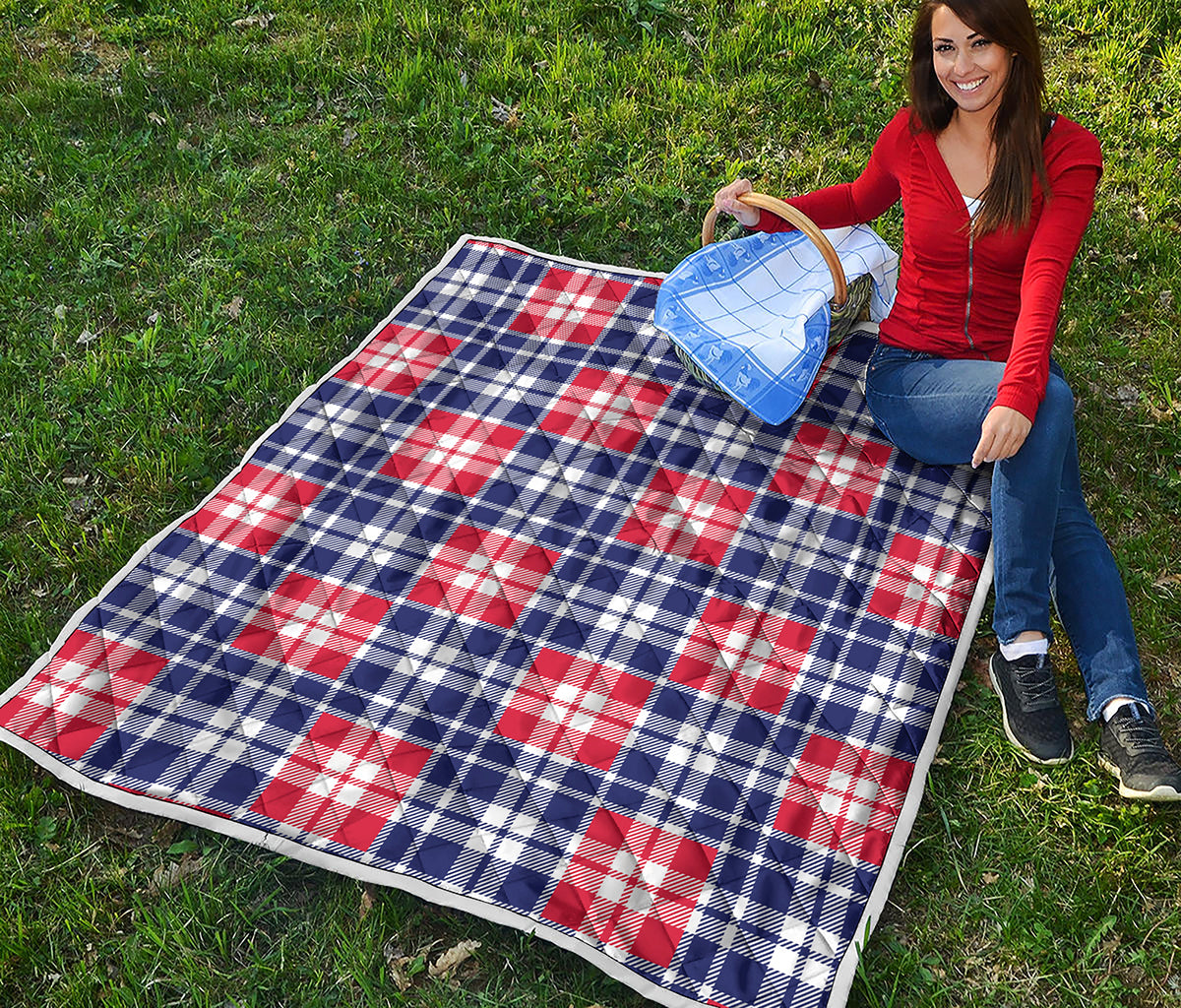 American Independence Day Plaid Print Quilt
