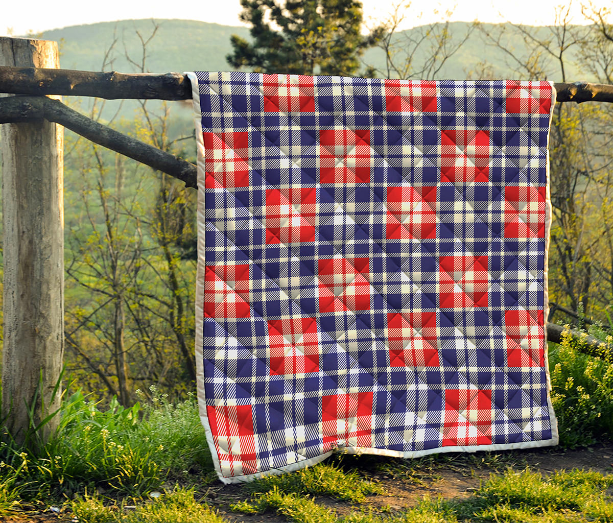 American Independence Day Plaid Print Quilt