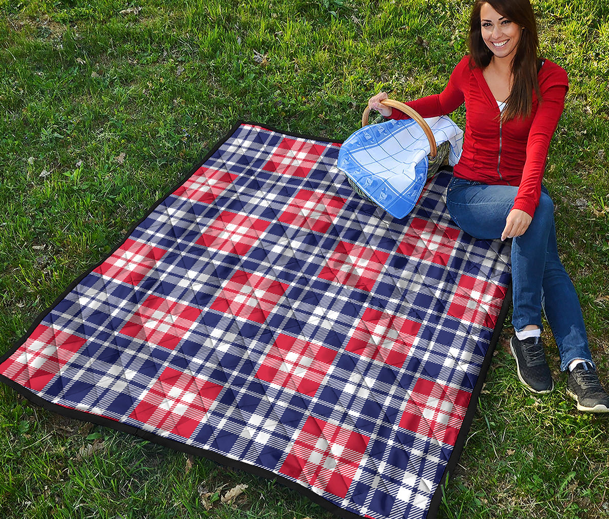 American Independence Day Plaid Print Quilt