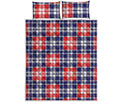 American Independence Day Plaid Print Quilt Bed Set