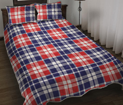 American Independence Day Plaid Print Quilt Bed Set