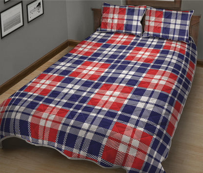 American Independence Day Plaid Print Quilt Bed Set