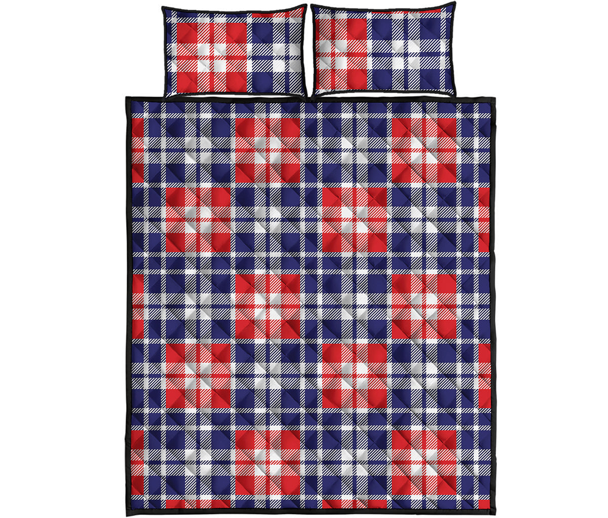 American Independence Day Plaid Print Quilt Bed Set