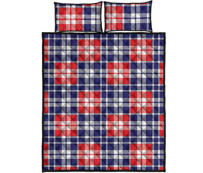 American Independence Day Plaid Print Quilt Bed Set