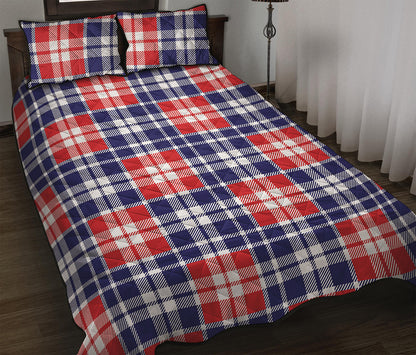 American Independence Day Plaid Print Quilt Bed Set