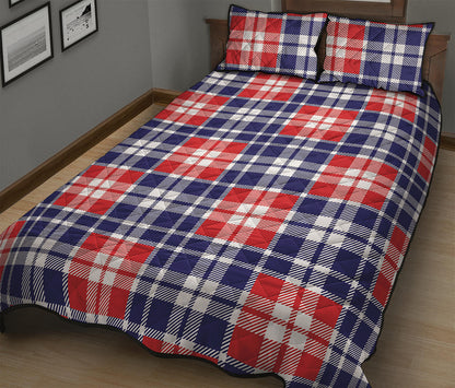 American Independence Day Plaid Print Quilt Bed Set