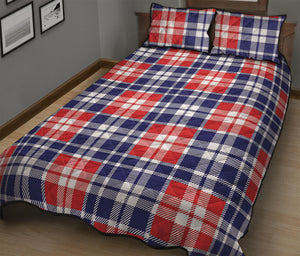 American Independence Day Plaid Print Quilt Bed Set