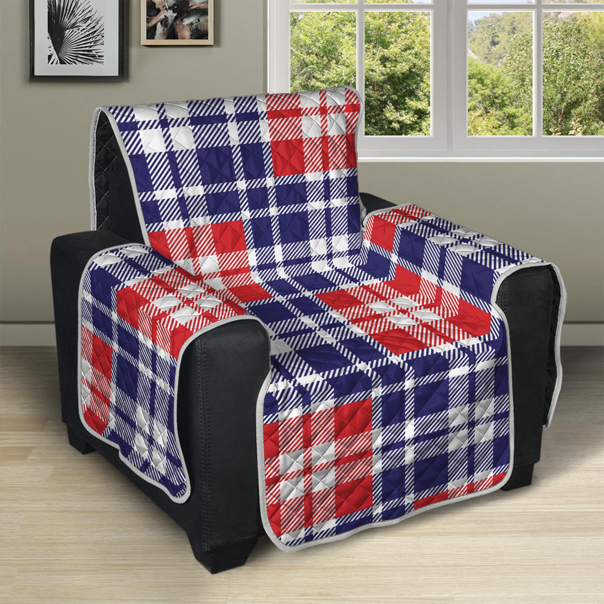 American Independence Day Plaid Print Recliner Protector