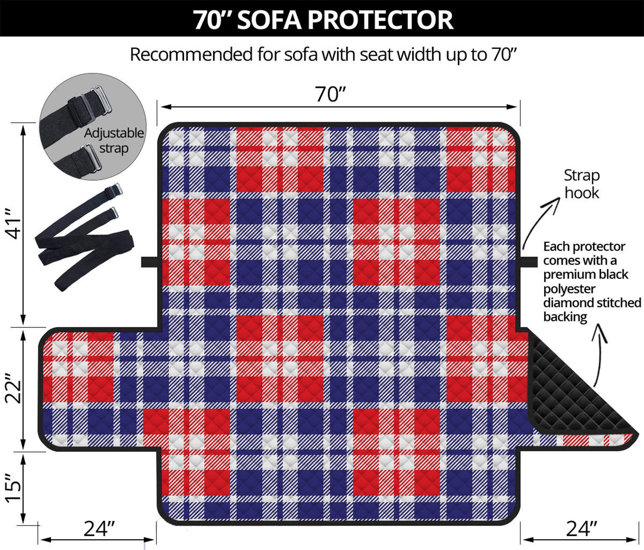 American Independence Day Plaid Print Sofa Protector