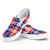 American Independence Day Plaid Print White Slip On Shoes