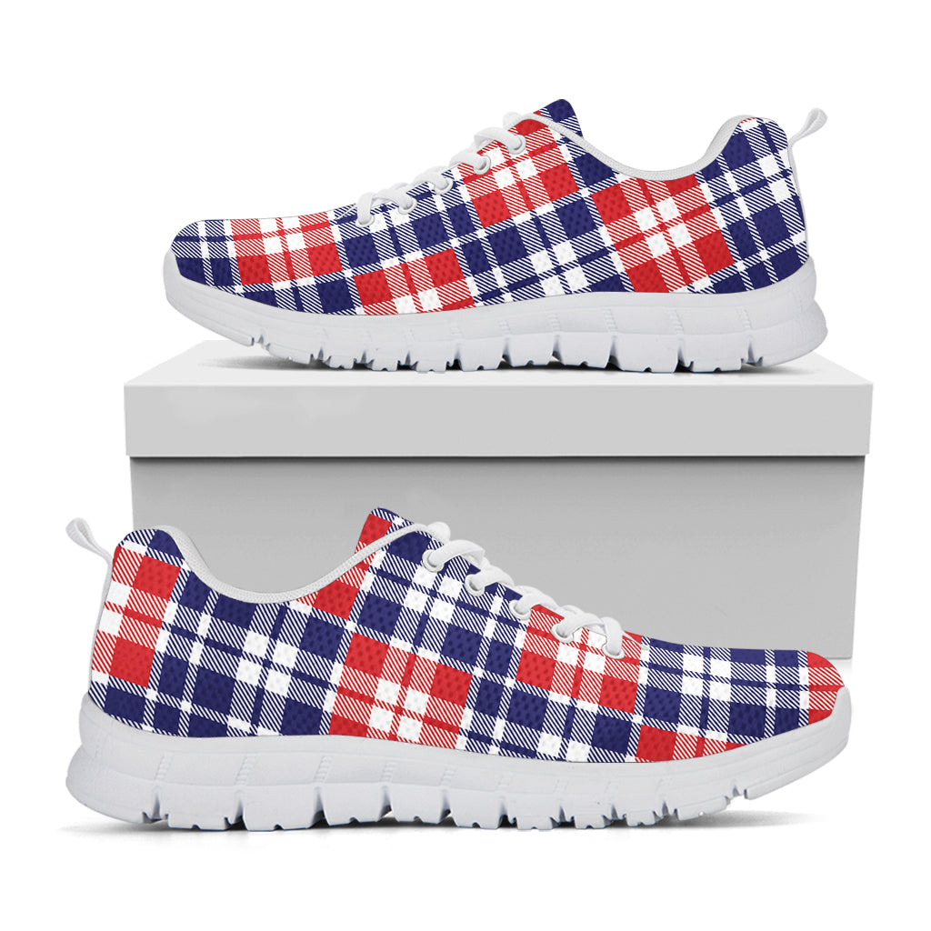 American Independence Day Plaid Print White Sneakers