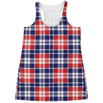 American Independence Day Plaid Print Women's Racerback Tank Top