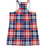 American Independence Day Plaid Print Women's Racerback Tank Top