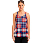 American Independence Day Plaid Print Women's Racerback Tank Top