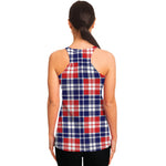 American Independence Day Plaid Print Women's Racerback Tank Top