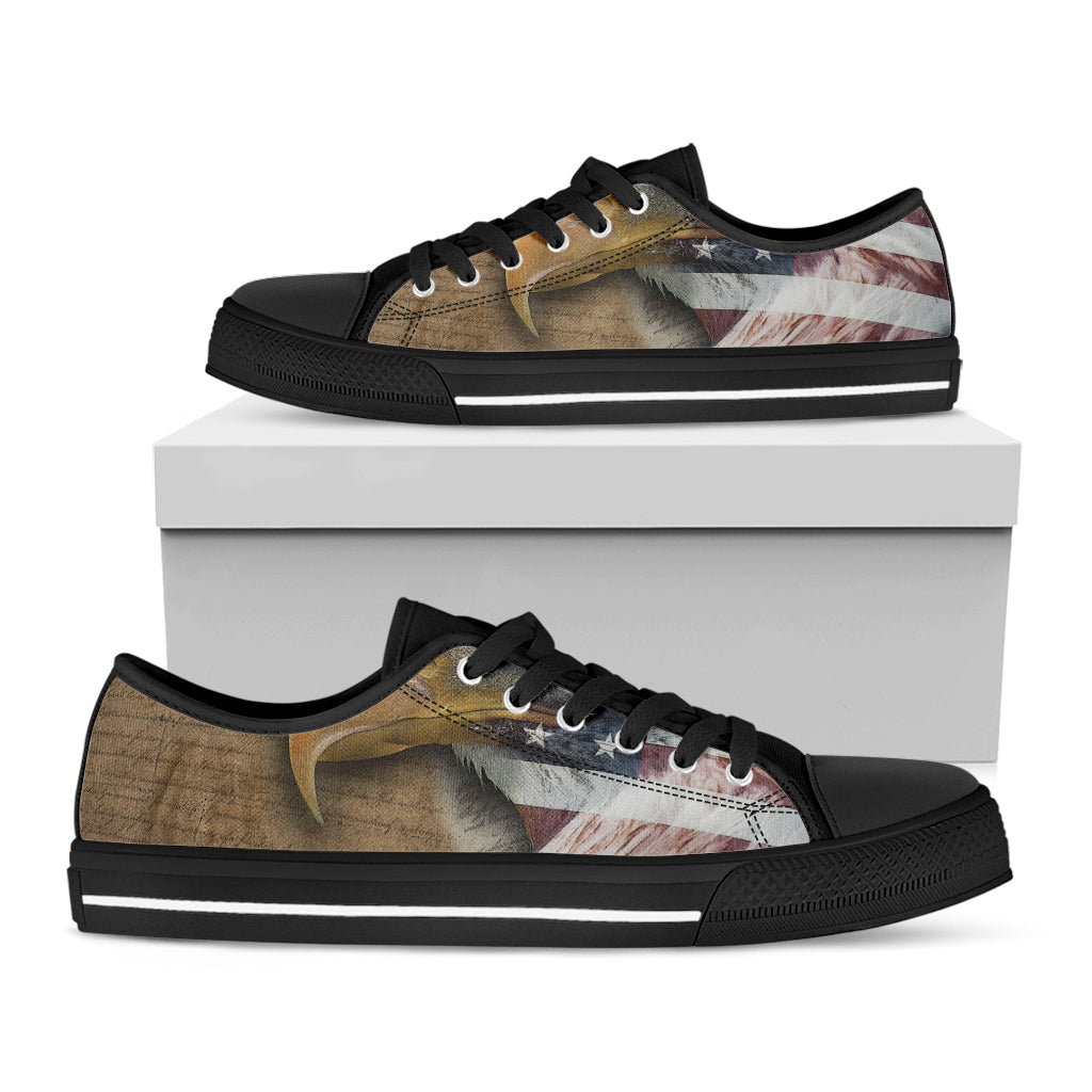 American Land Of Liberty Print Black Low Top Shoes 