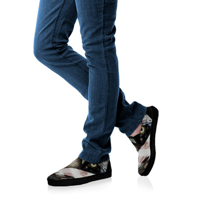 American Land Of Liberty Print Black Slip On Shoes